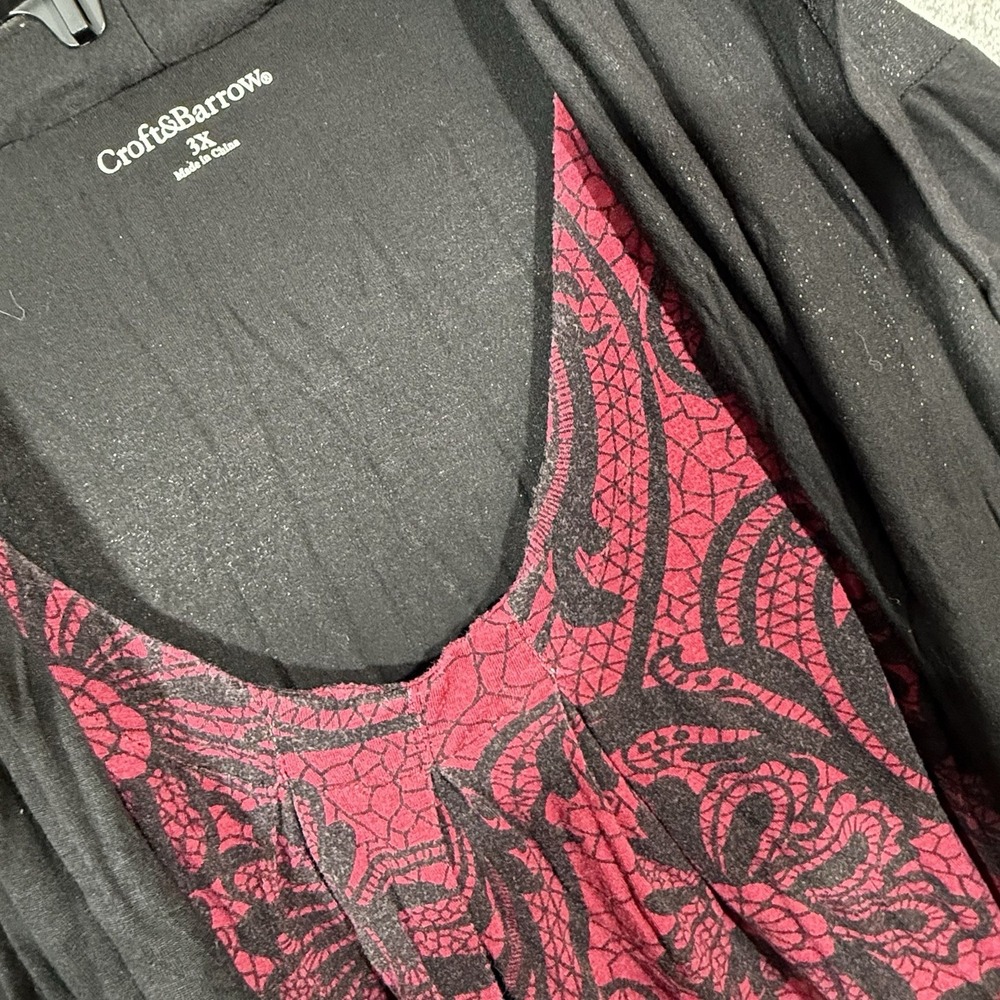 Croft & Barrow Women's Cardigan Blouse Combo 3X‎ Black Multicolor